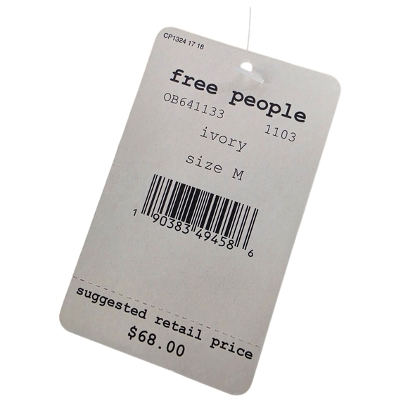 Free People We The Free Oversized Ivory Waffle Knit V-neck Bell Sleeve Top M NWT - Picture 7 of 10